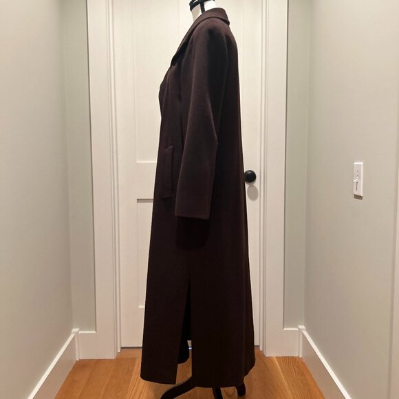 Cinzia Rocca Luxury Brown Angora & Wool Long Coat - Size 10 - Picture 2 of 11